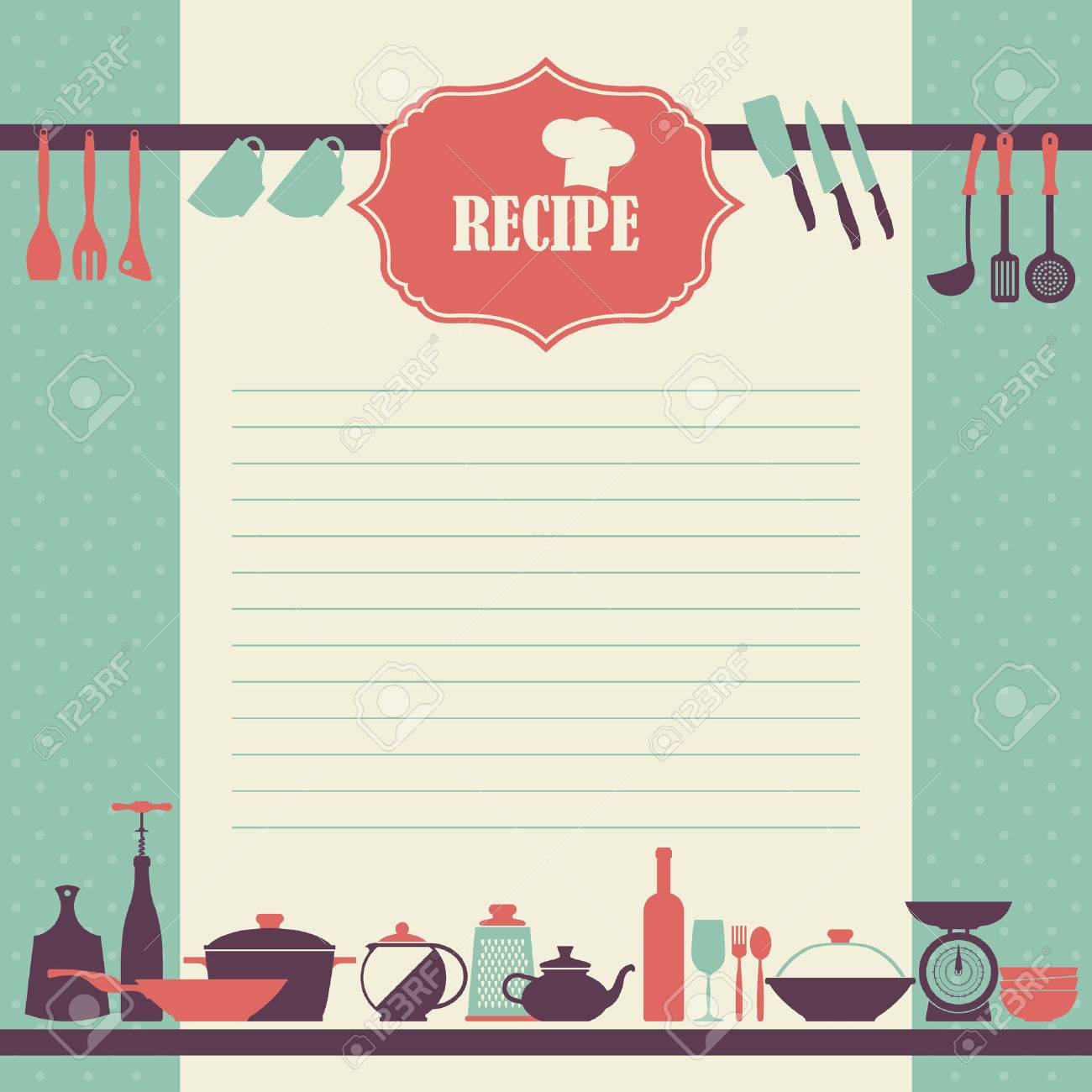 Diseño De La Página De La Receta. Página Del Libro De Cocina De ... Diseño De La Página De La Receta. Página Del Libro De Cocina De ...
