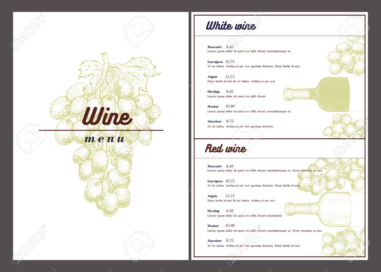 vector wine menu template