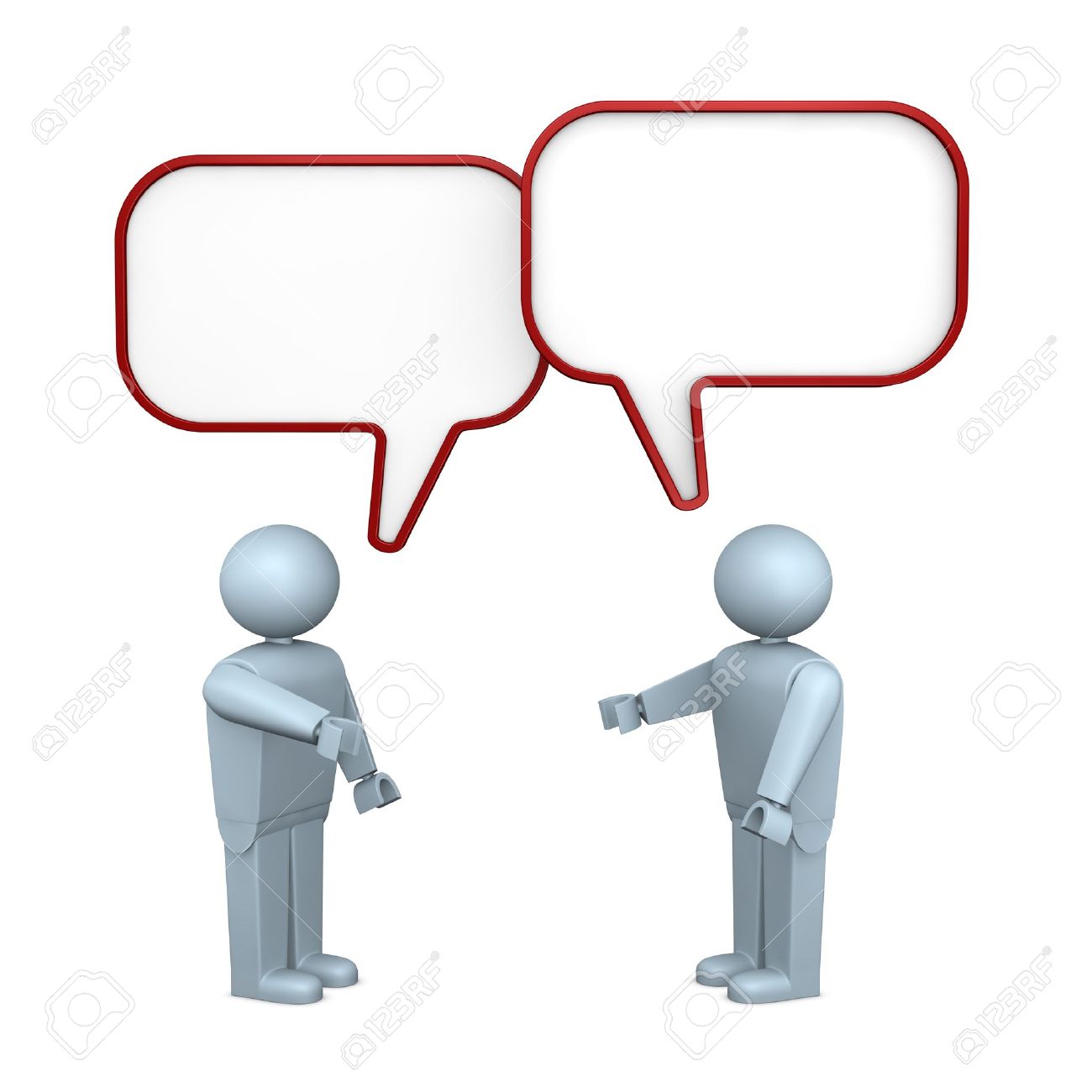 two cartoon people with balloon text talking each other 3d render