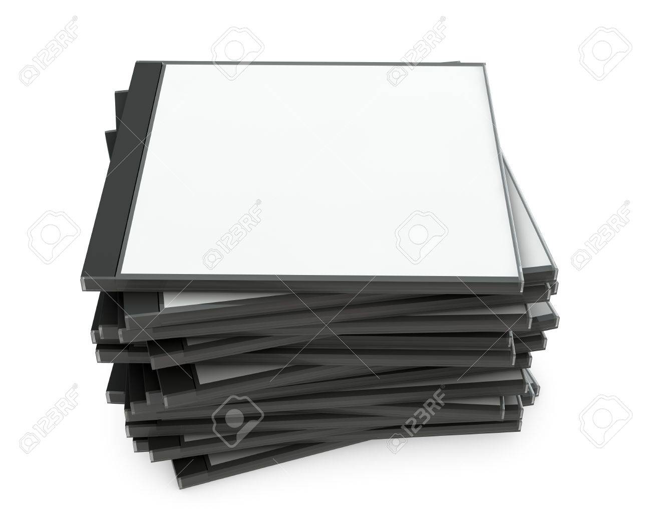 one pile of blank cd jewel cases 3d render blank cd cases