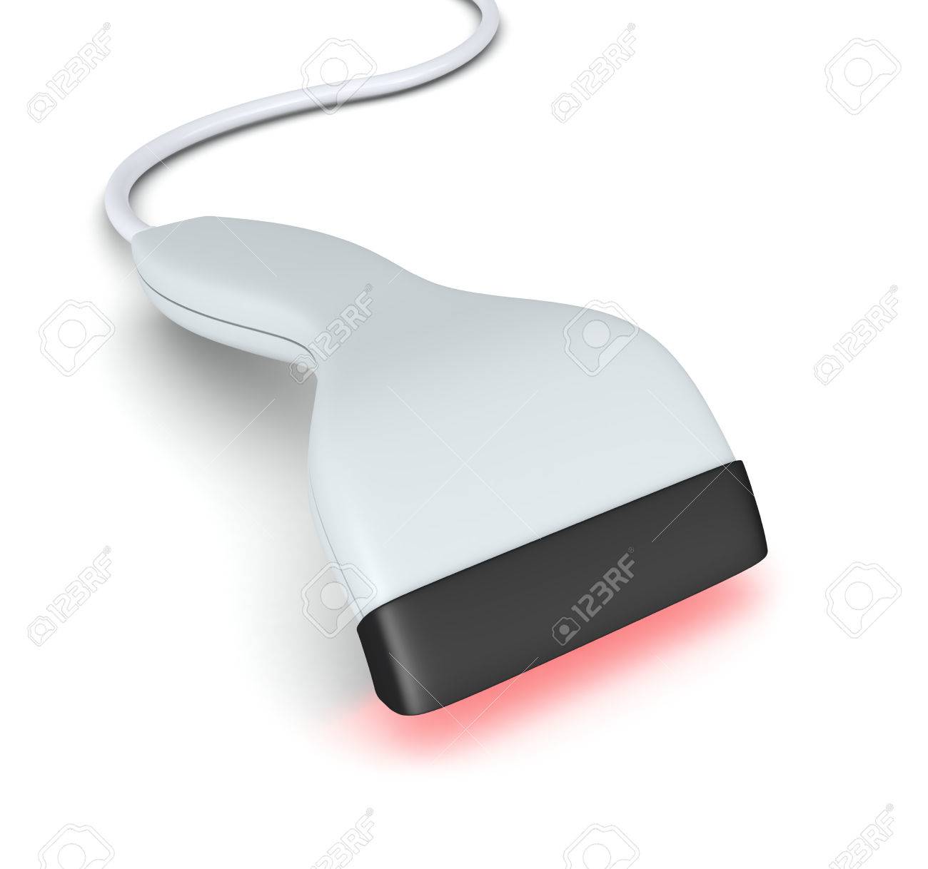 赤色光とバーコード リーダーのクローズ アップ 3 D レンダリング の写真素材 画像素材 Image