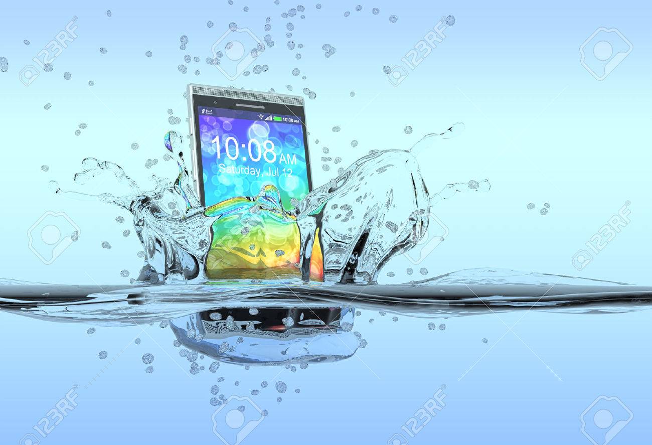 one smartphone that falls in the water with splashes around it, concept of waterproof product 3d render - 28391012 one smartphone that falls in the water with splashes around it, concept of waterproof product 3d render - 28391012
