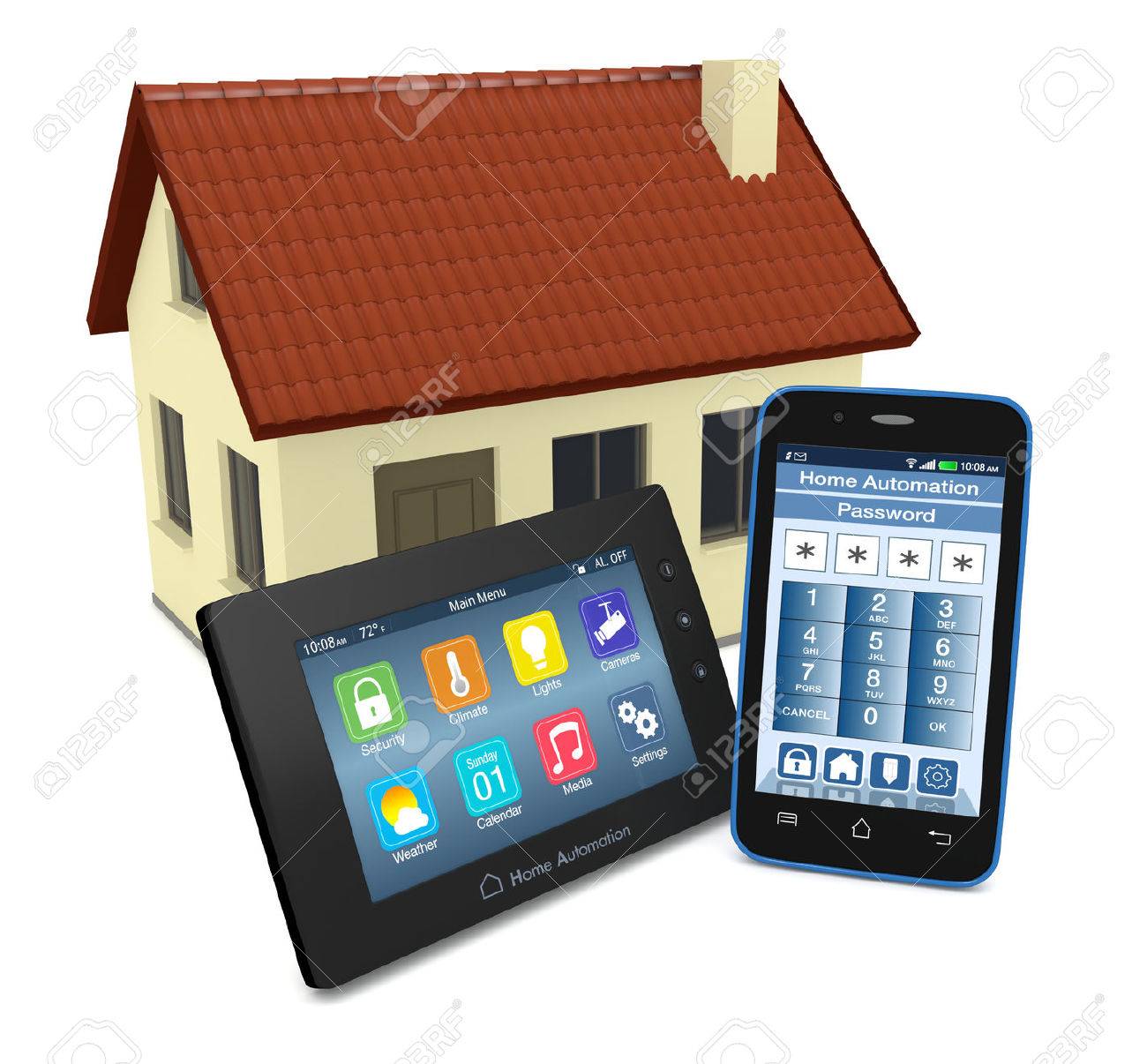 Smartphone Home Automation control panel for home automation system with a smartphone with Smartphone Home Automation control panel for home automation system with a smartphone with