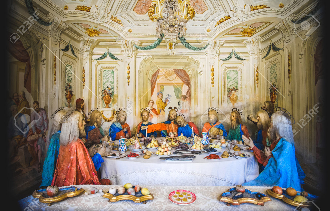 biblical scene representation presepe of the last supper of