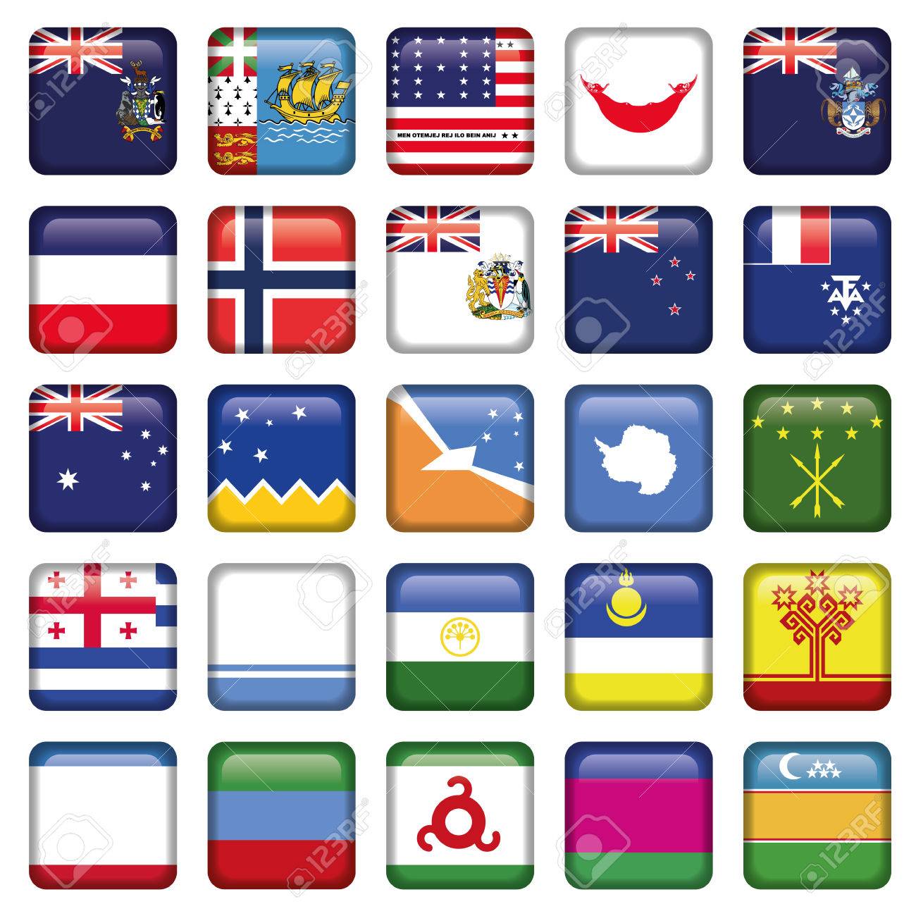 Antarctic And Russian Flags Square Buttons Zip Includes 300 Royalty Free Cliparts Vectors And Stock Illustration Image