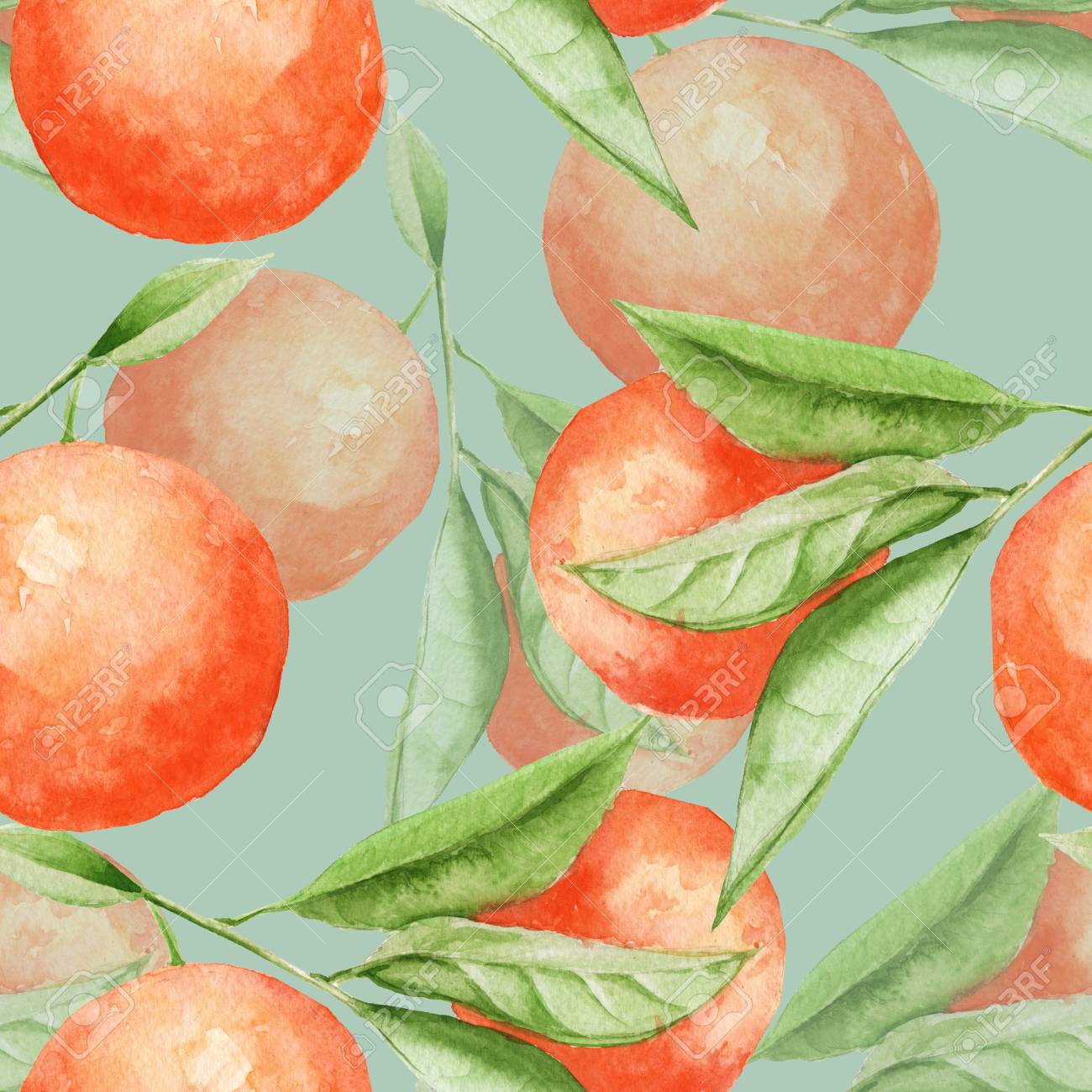 オレンジの背景の支店 シームレス パターン 水彩イラスト の写真素材 画像素材 Image オレンジの背景の支店 シームレス パターン 水彩イラスト の写真素材 画像素材 Image