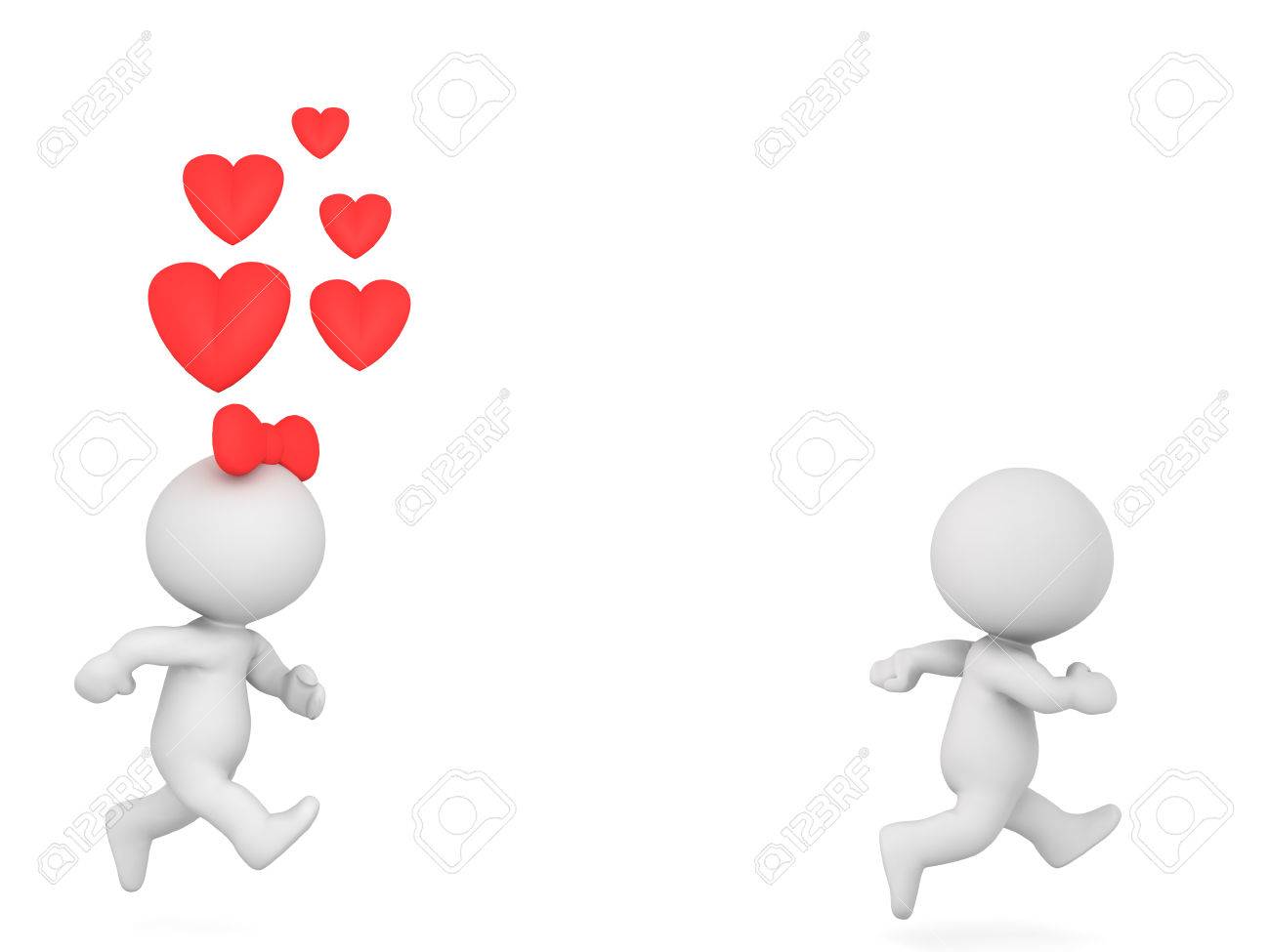 3d Homme S Eloignant De La Femme Qui L Aime Symbolisant La Peur De L Engagement Et Le Trouble De La Personnalite Evitant Banque D Images Et Photos Libres De Droits Image