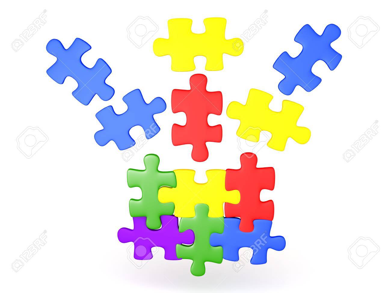 3d illustration of jigsaw puzzle pieces falling into place the