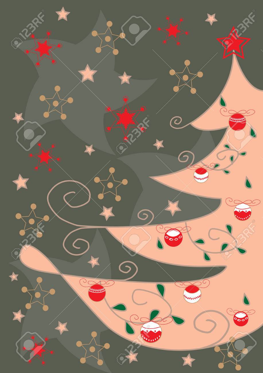 greeting card with artistic christmas tree royalty free cliparts