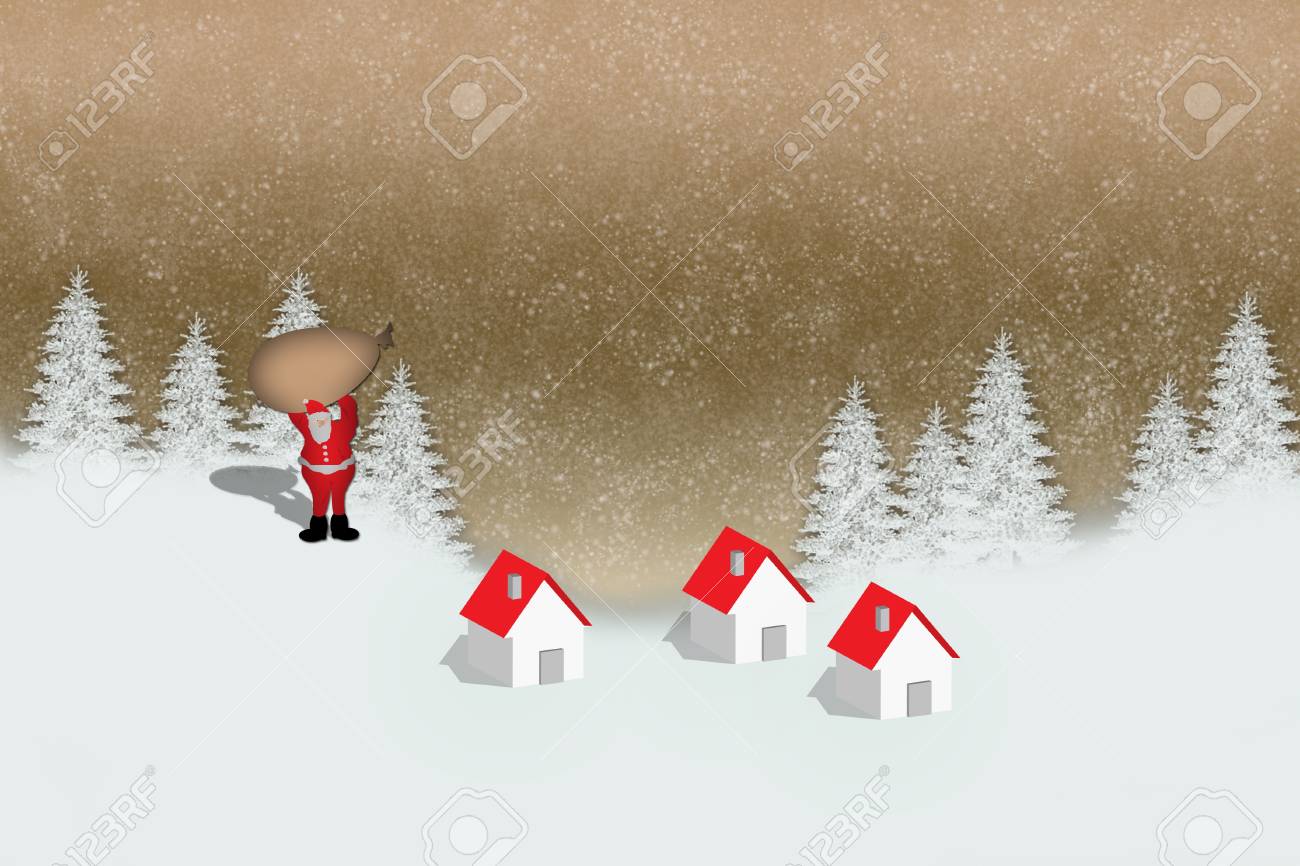 Che Cosa Significa Natale.Immagini Stock Paesaggio Invernale Con Babbo Natale Che Cosa E Distribuire I Regali Image 16724494
