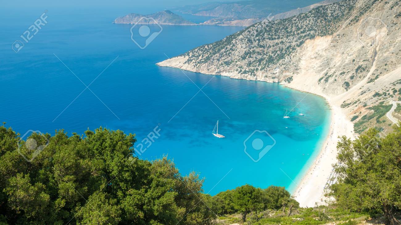 ミルトス ビーチ ケファロニア島 ギリシャ ミルトス湾 ケファロニア島のビーチの美しい景色 の写真素材 画像素材 Image