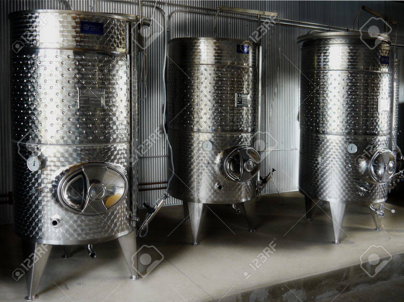 Three Stainless Steel Wine Fermenters In A Modern Winery Stock Photo Picture And Royalty Free Image Image 18589943