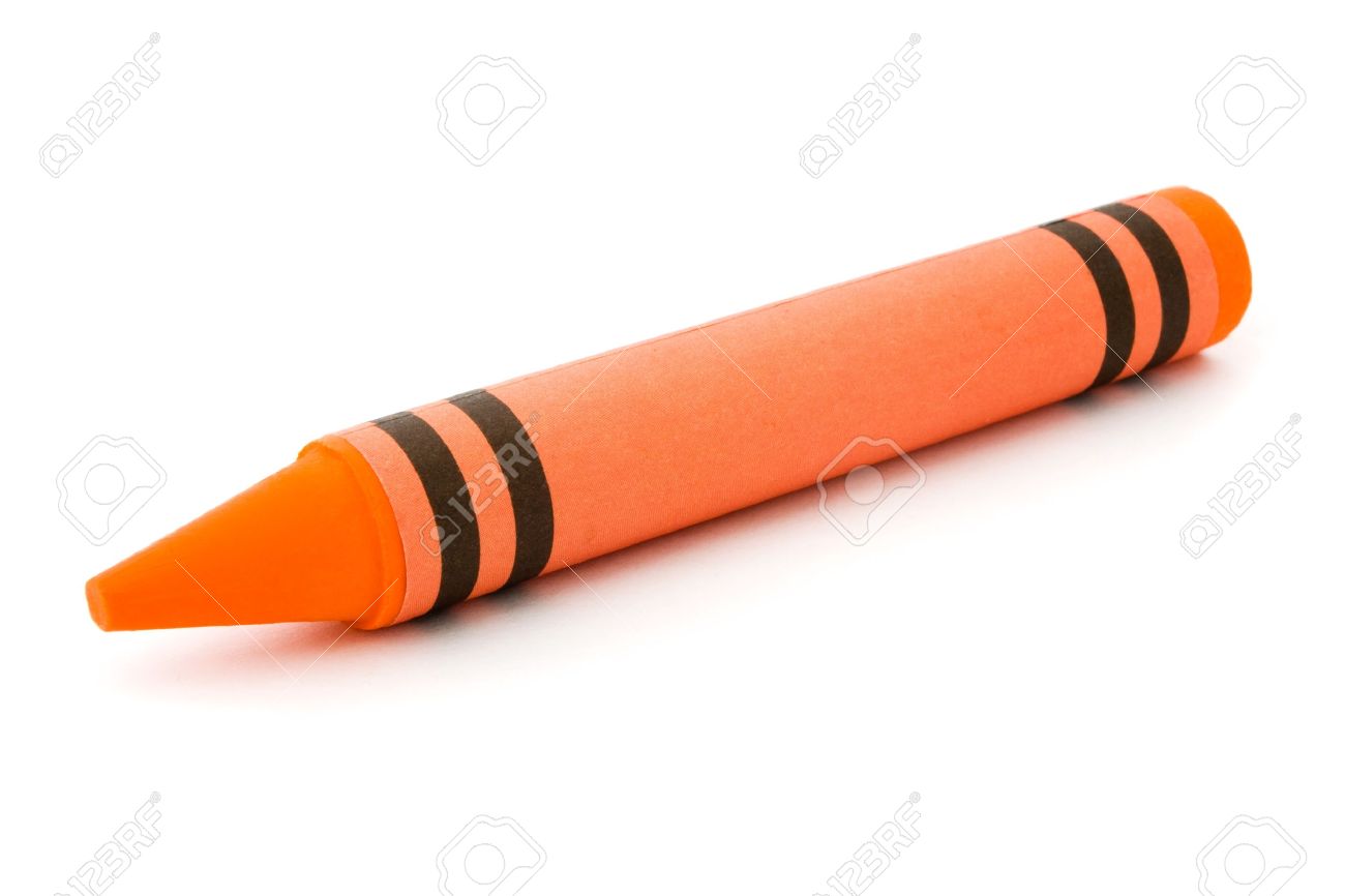 Single Orange Crayon Isolated On A 