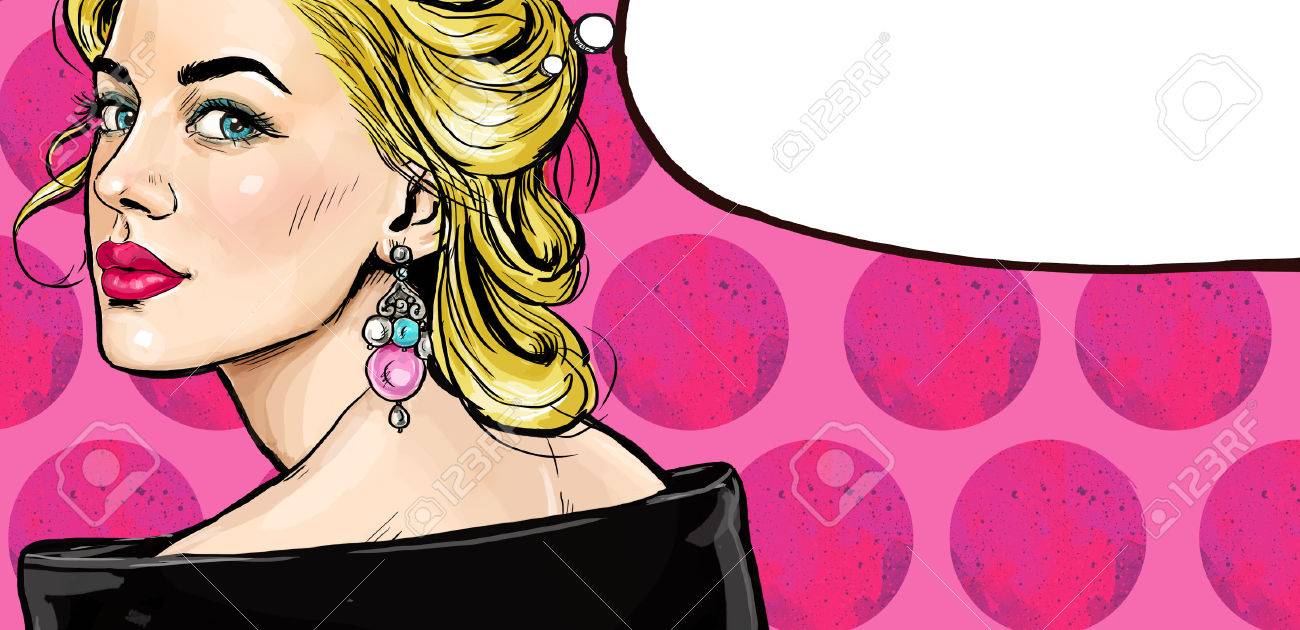 pop art illustration of girl with the speech bubble pop art girl