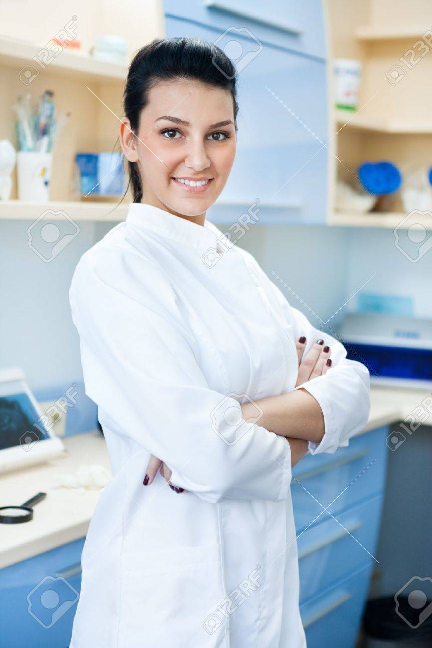 young smiling dental nurse in dentist practice stock photo picture dentist nurse