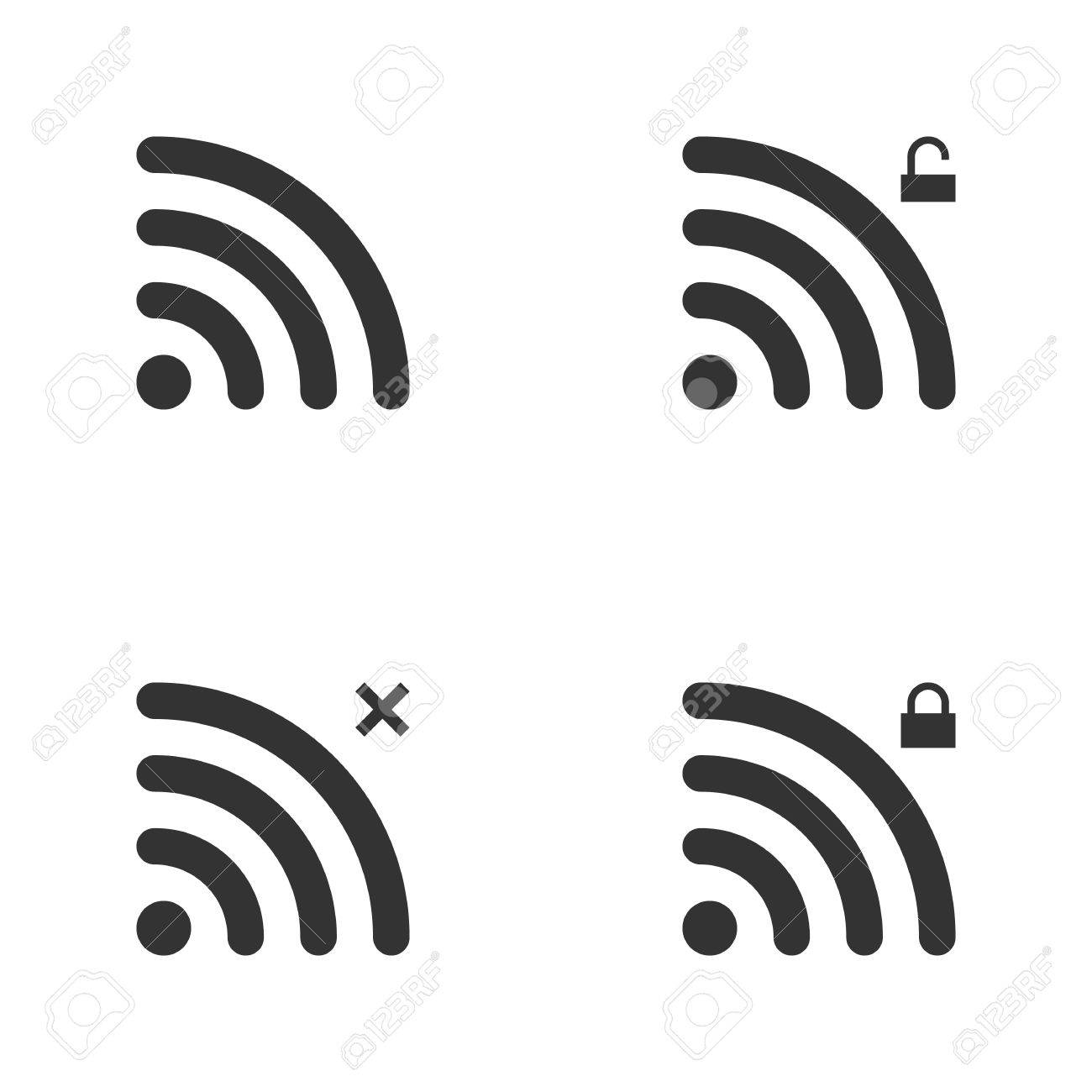 Wi Fi とワイヤレス アイコンのセットです Wifi ゾーン標識です リモート アクセスと電波通信のシンボル ベクトル のイラスト素材 ベクタ Image