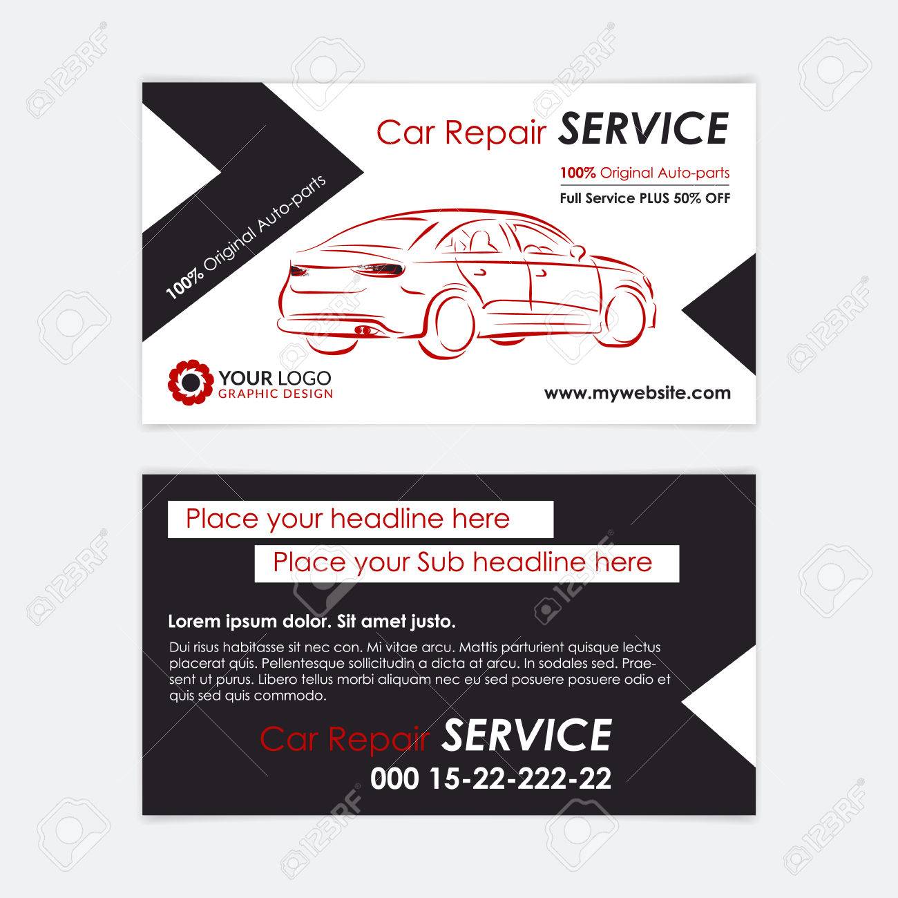 Auto Repair Business Card Template Create Your Own Business Cards Mockup Vector Illustration Royalty Free Cliparts Vectors And Stock Illustration Image 68546029