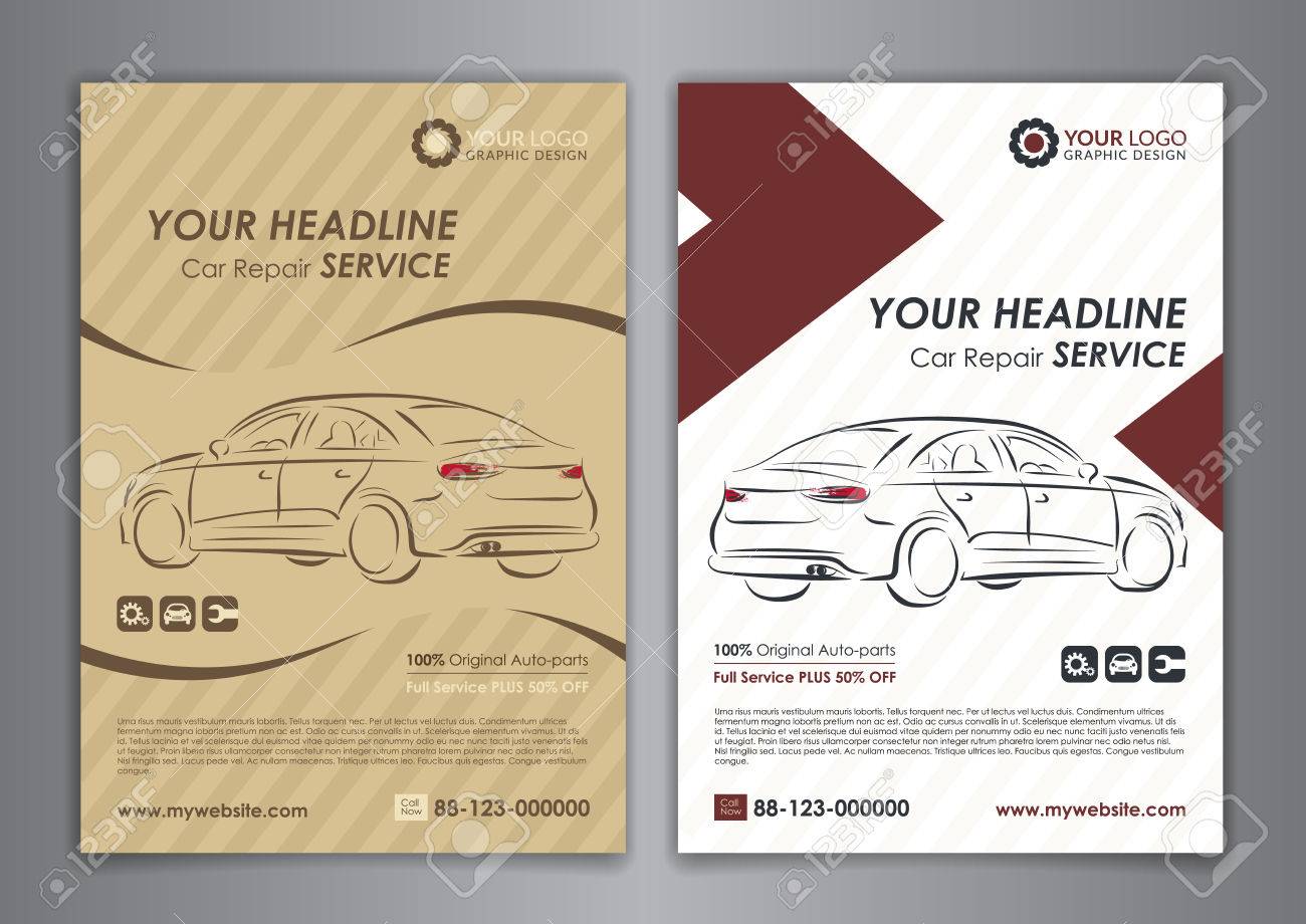 a5 a4 set car repair service business layout templates automobile magazine cover layout template