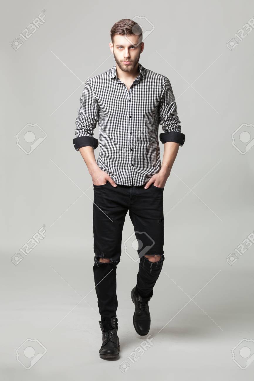 Style Handsome Man Stylish Clothes For Man Studio Portrait Of