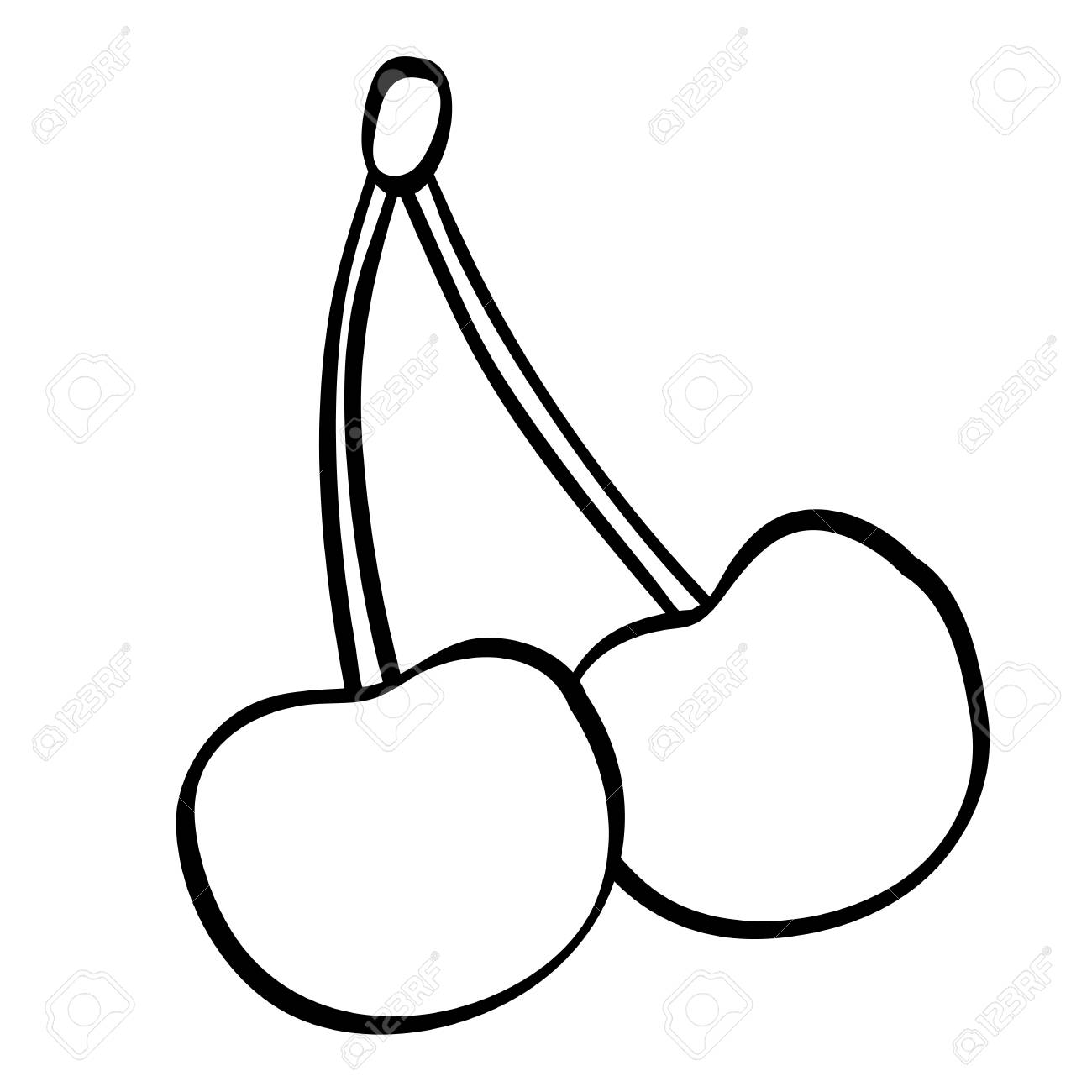 Cherry Outline Black White Vector Sign Icon Illustration