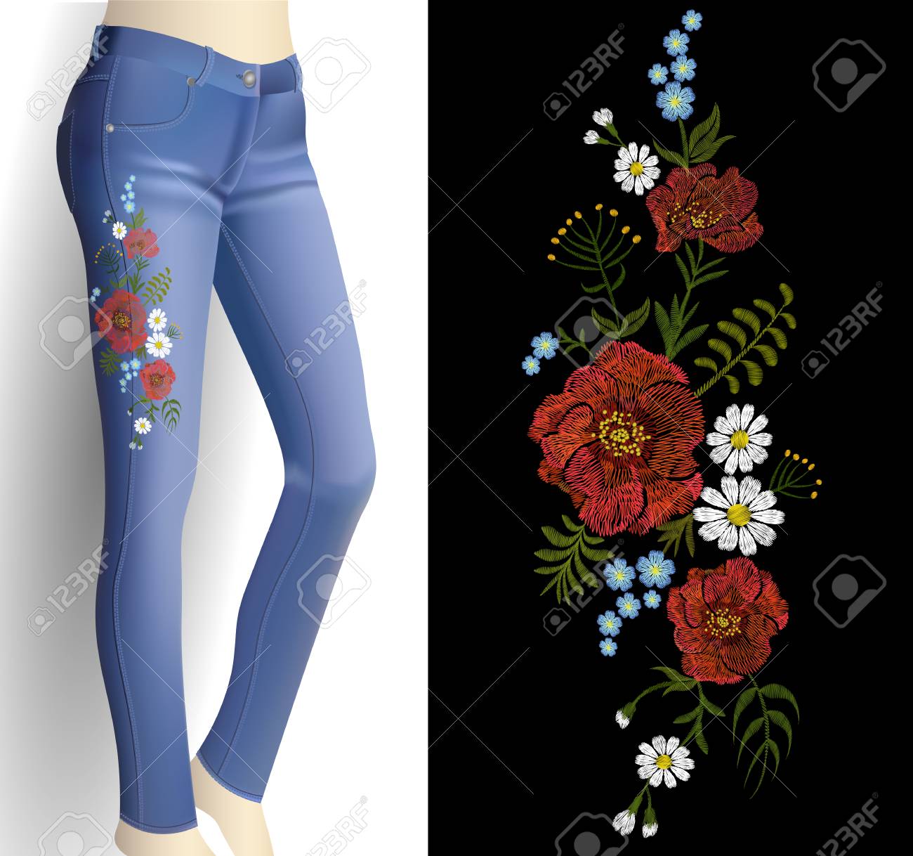 jeans with flower design