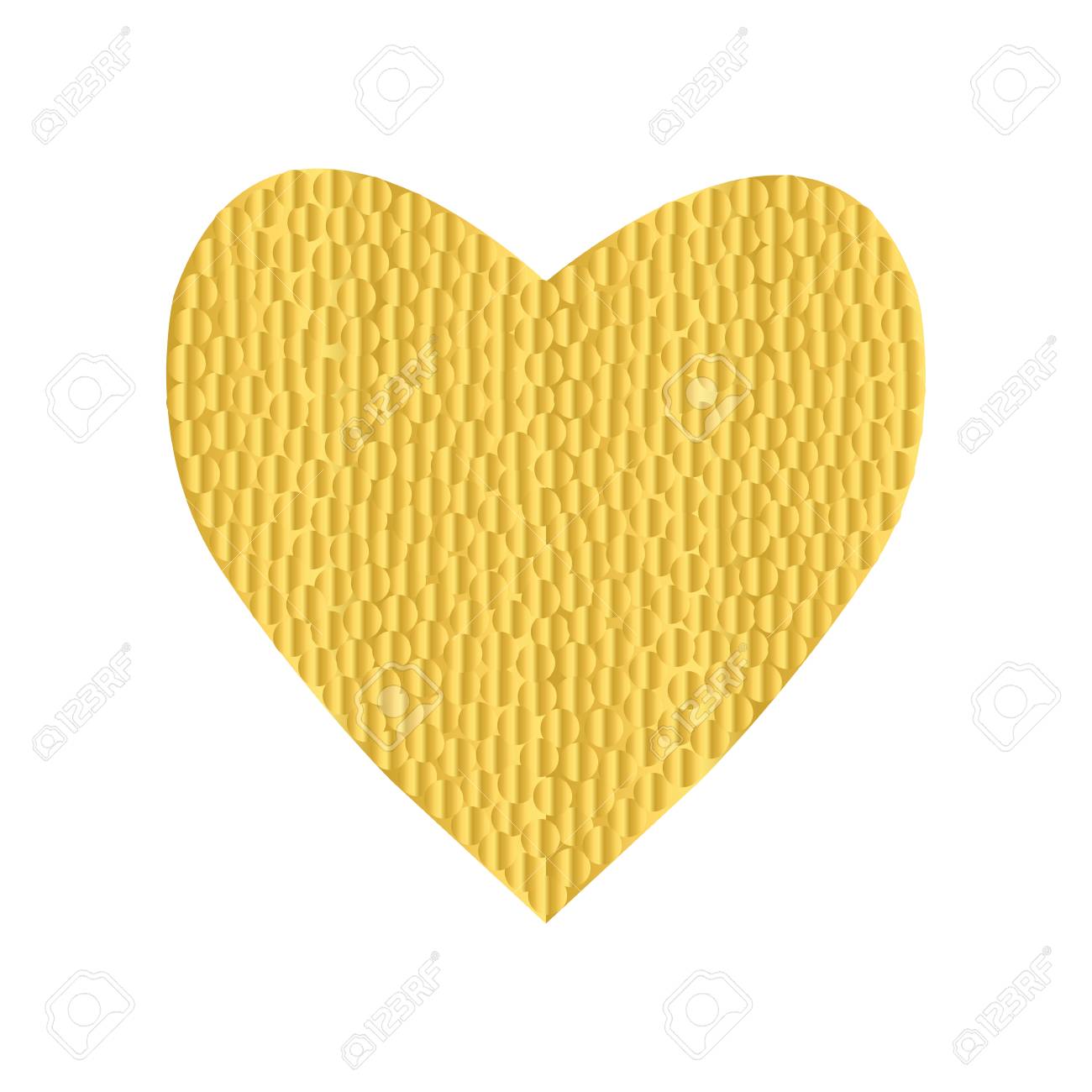 ゴールドのハート 細かいドットのモザイク 心臓の形は 金または黄色の点の多くに満ちてです 衣類装飾布の印刷の心 のイラスト素材 ベクタ Image