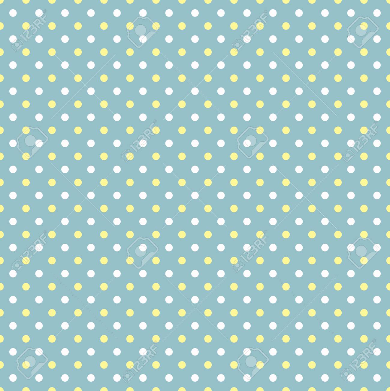 青の背景に白と黄色の水玉 の写真素材 画像素材 Image