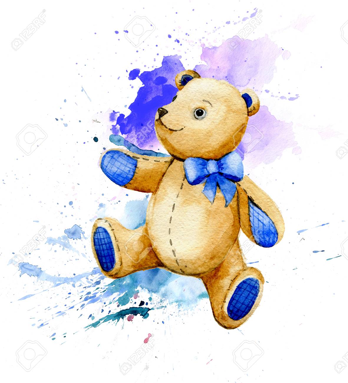 Oso De Peluche. Ilustración De Acuarela. Fotos, Retratos Oso De Peluche. Ilustración De Acuarela. Fotos, Retratos