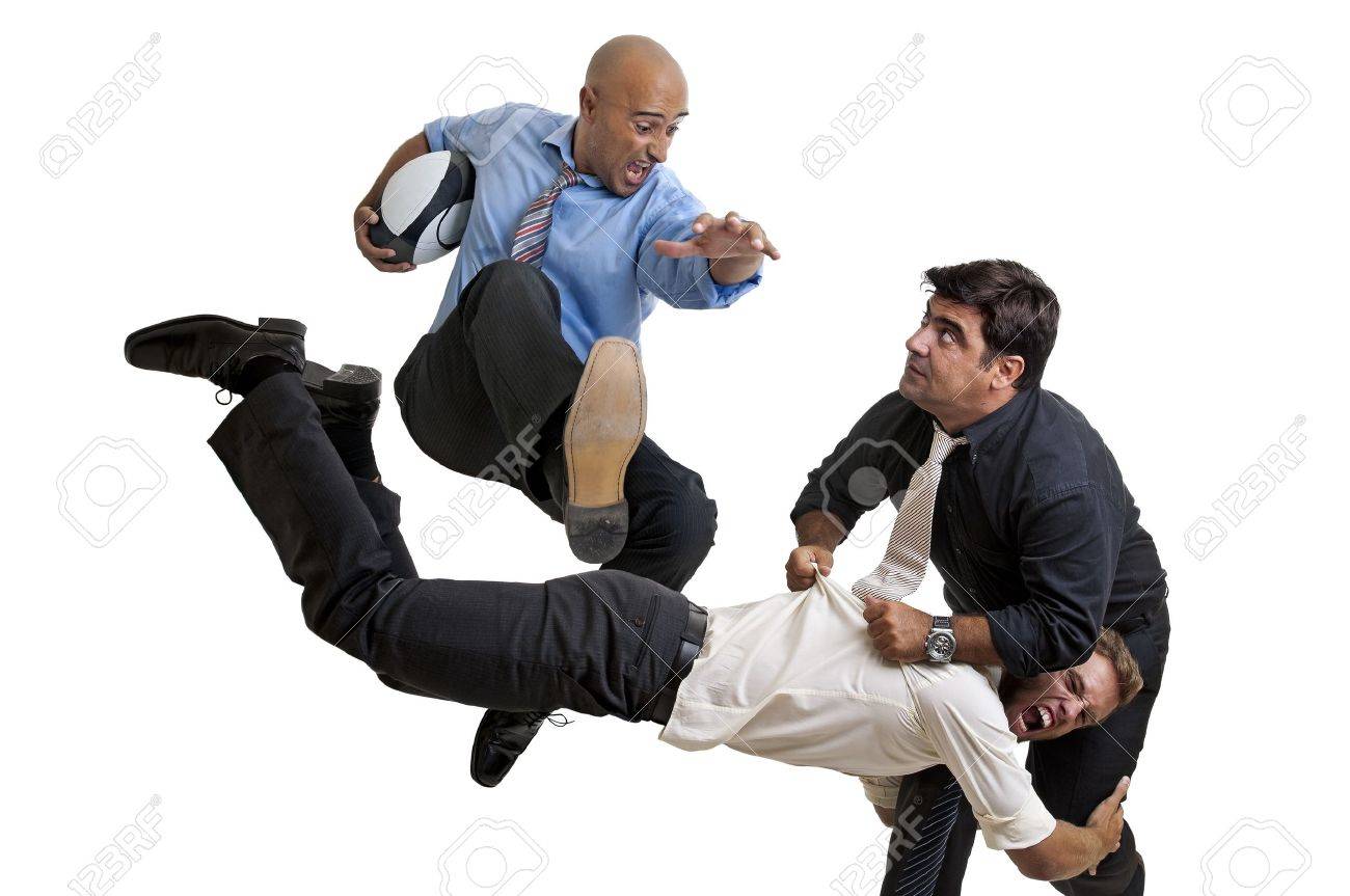 Businessmen playing rugby isolated in white - 10534170 Businessmen playing rugby isolated in white - 10534170