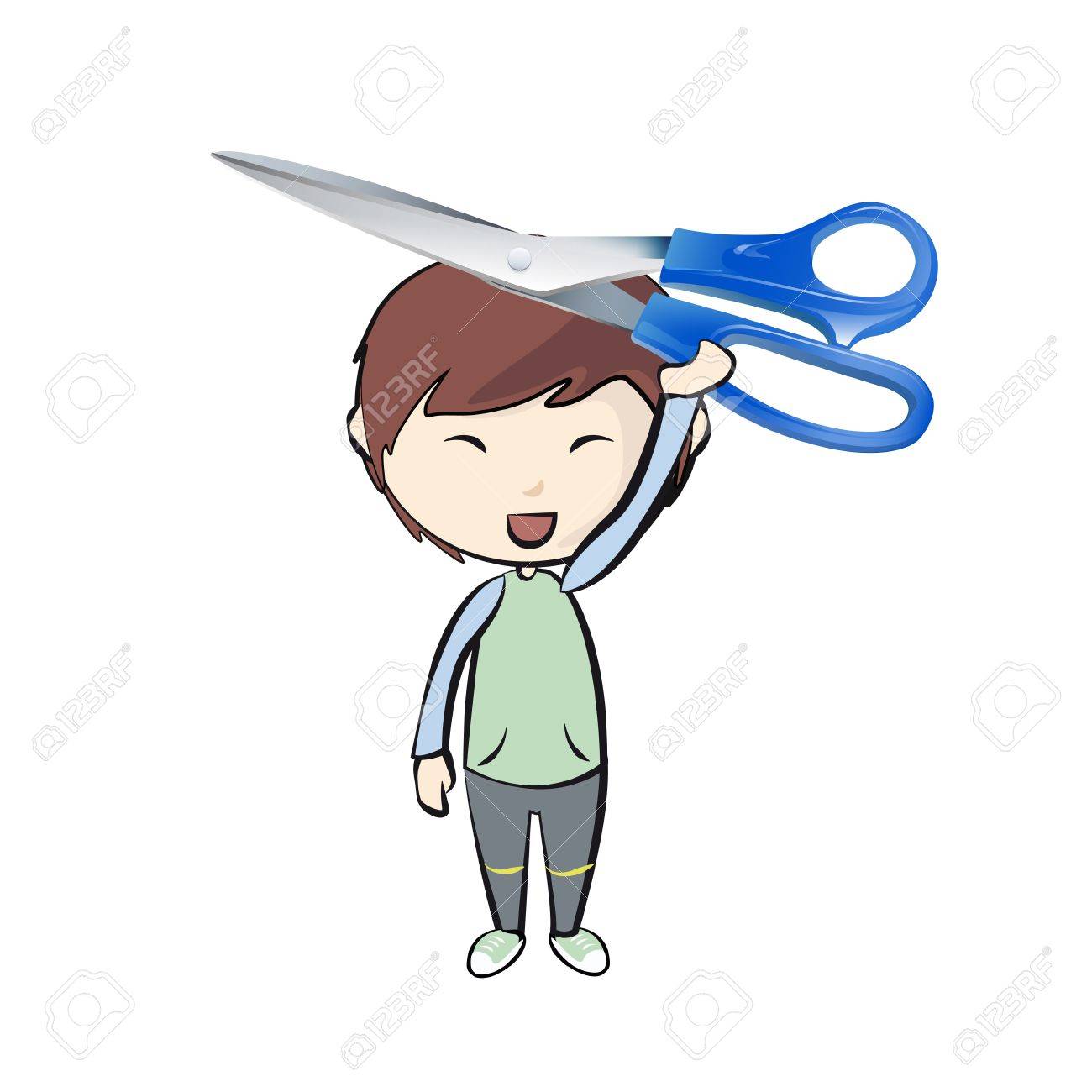 Kids Holding Blue Scissors. Royalty Free SVG, Cliparts, Vectors, and Stock  Illustration. Image 21297603., image size:1300x1300
