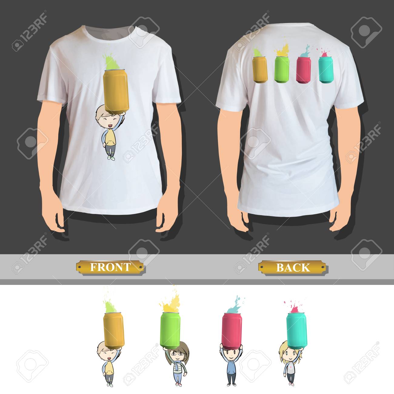 Bambini Che Tengono Lattine Colorate Disegno Vettoriale Clipart Bambini che tengono lattine colorate Disegno vettoriale Archivio Fotografico