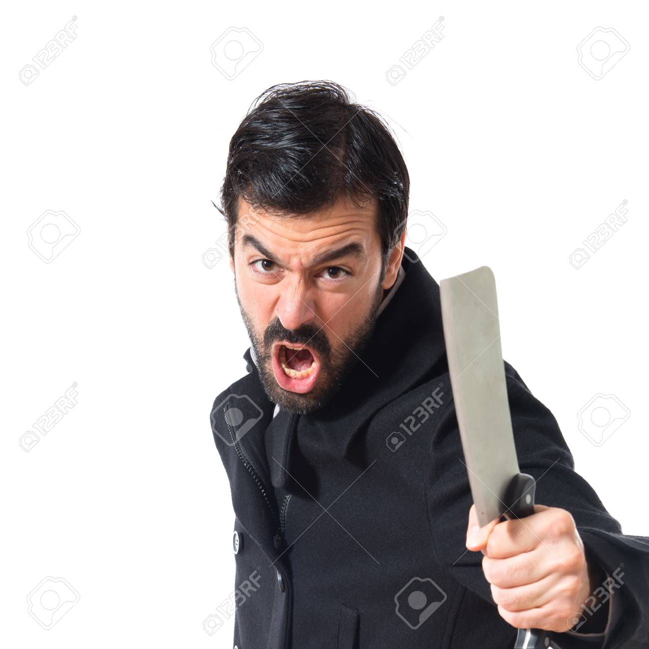 Angry Man With Knife Stock Photo Picture And Royalty Free Image