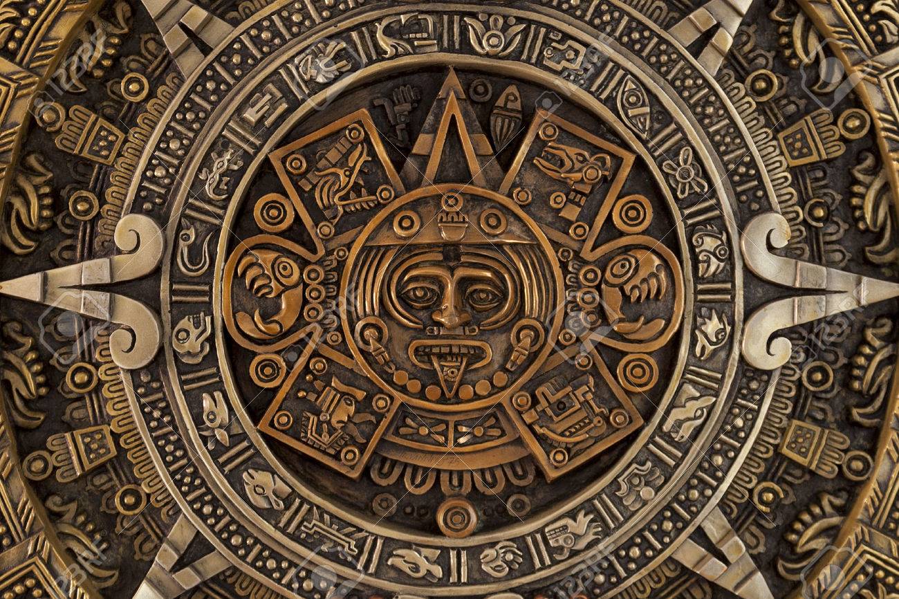 アステカカレンダー 木製 アステカ カレンダー/メキシコ 太陽の石