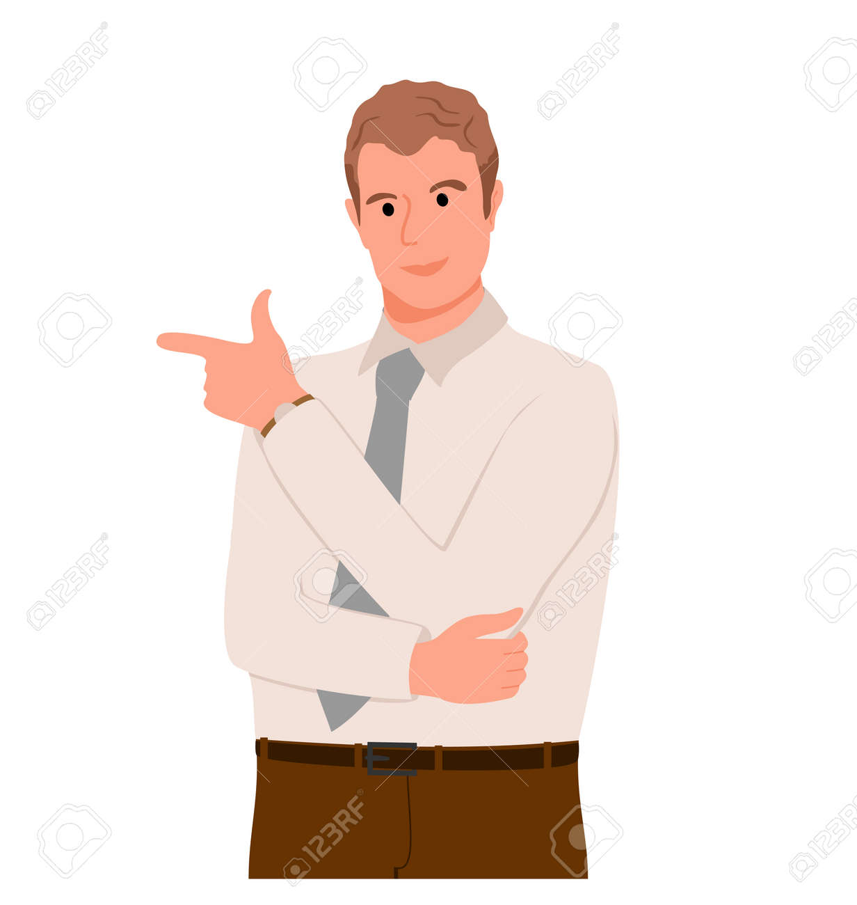 Man pointing away and showing or presenting something. Man shows the direction with his finger. flat character vector illustration isolated on white background. man with expression concept - 169743691 Man pointing away and showing or presenting something. Man shows the direction with his finger. flat character vector illustration isolated on white background. man with expression concept - 169743691