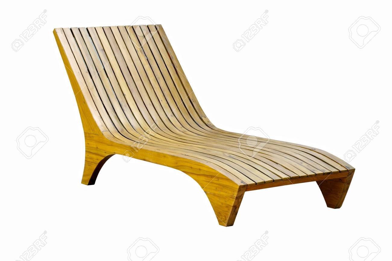wooden sun loungers isolated