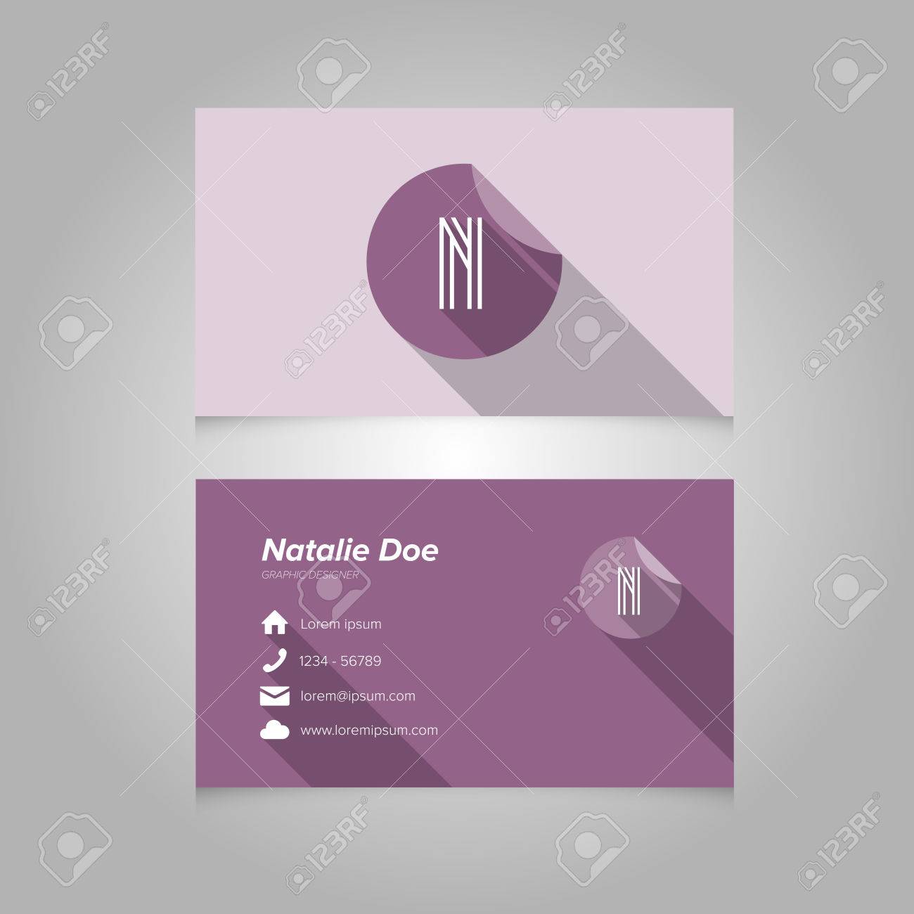 simple business card template with alphabet letter n flat design vector illustration stock vector - Simple Business Card Design simple business card template with alphabet letter n flat design vector illustration stock vector - Simple Business Card Design