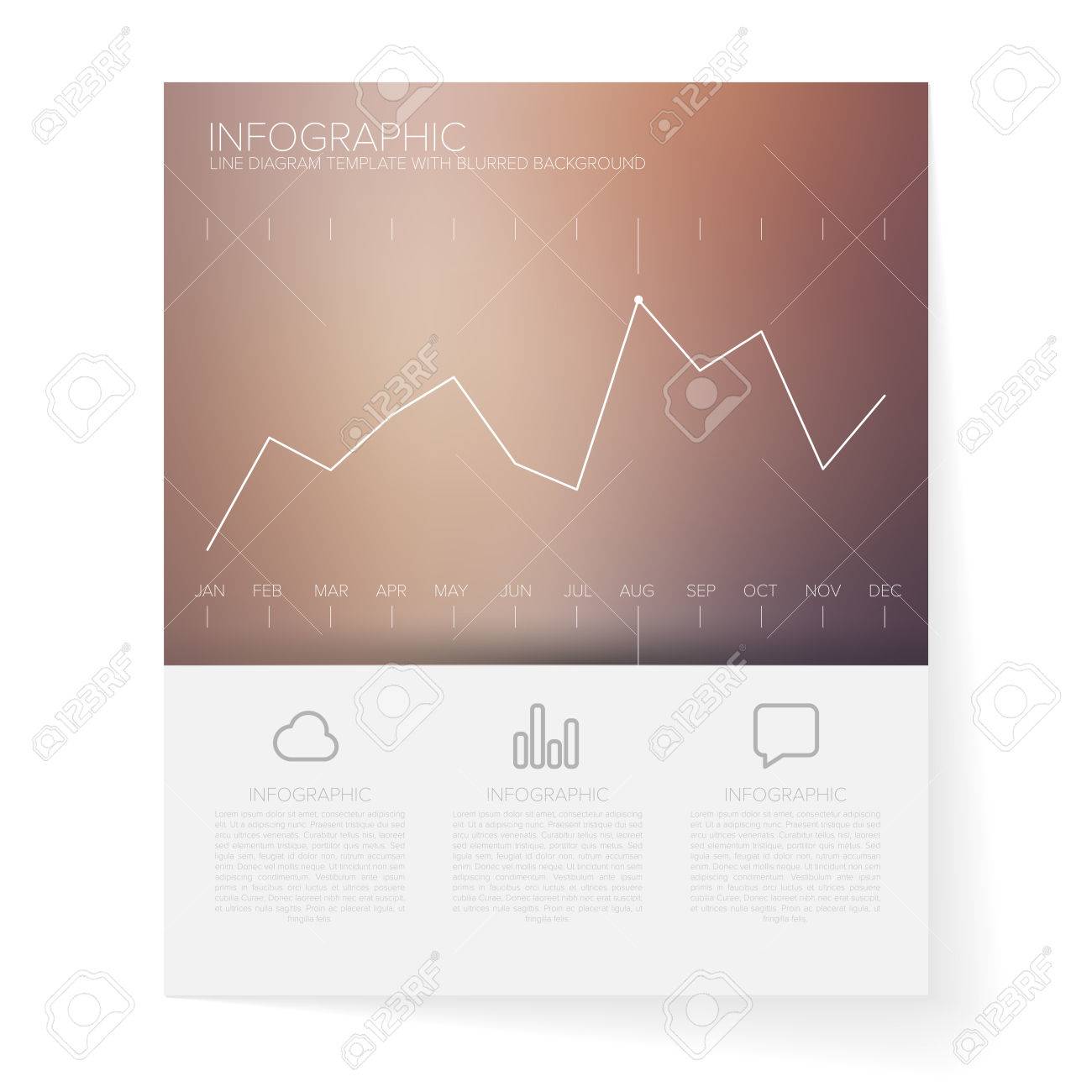 infographic line graph template on blurred background vector