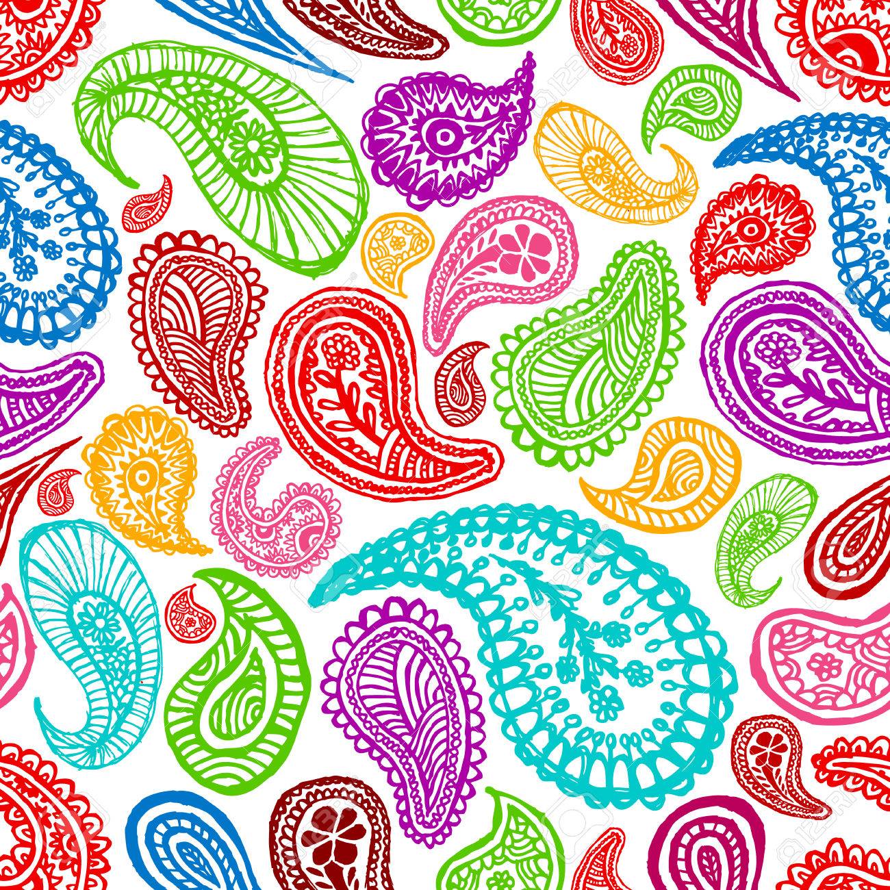 Colorful Vector Seamless Paisley Pattern Royalty Free Cliparts Vectors And Stock Illustration Image