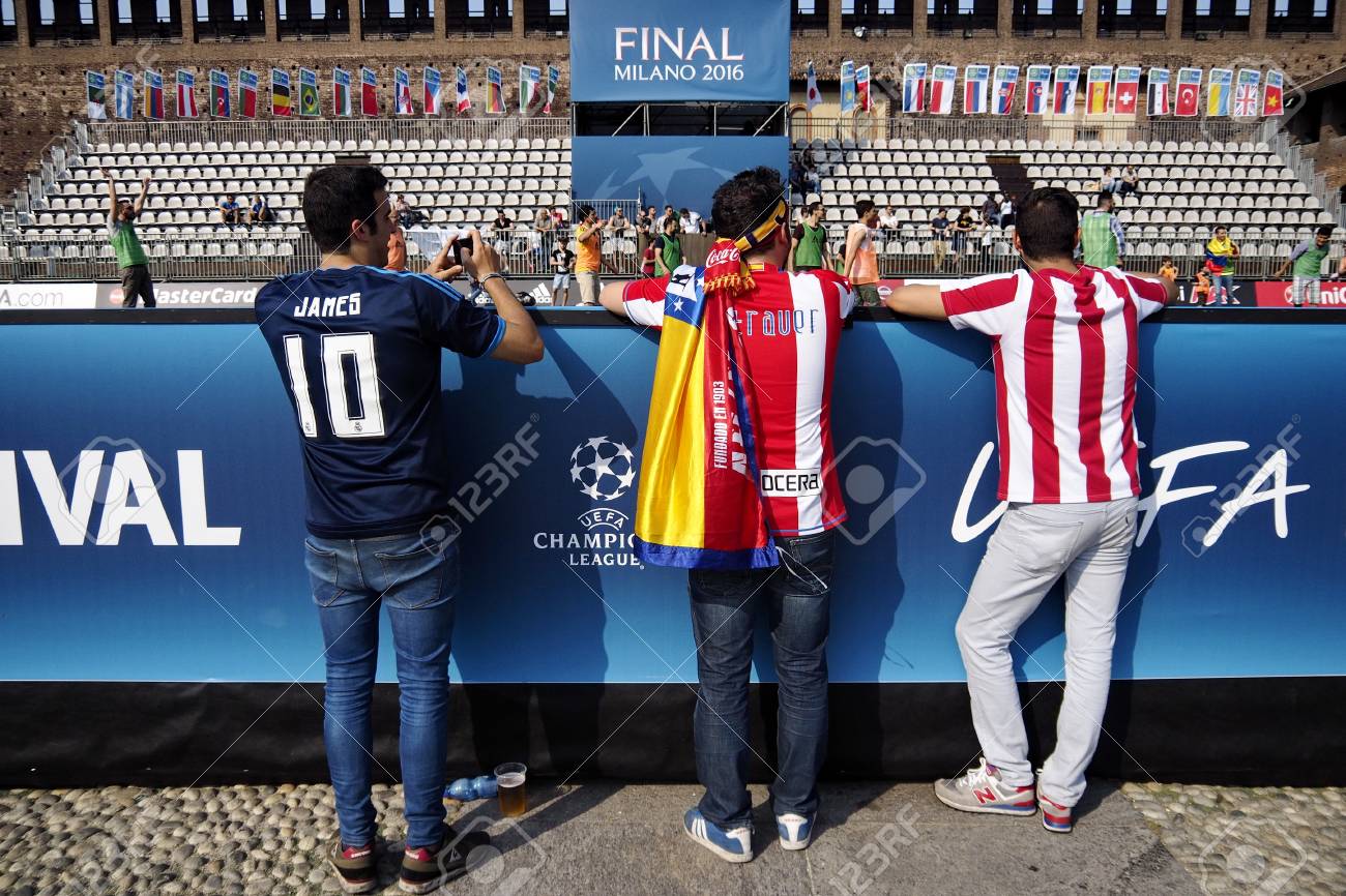 Milán Italia 28 De Mayo De 2016 La Final De La Uefa Champions League 2016 Esta Noche Se Jugará En Milán En La Final De La Liga De Campeones En 2016 Real