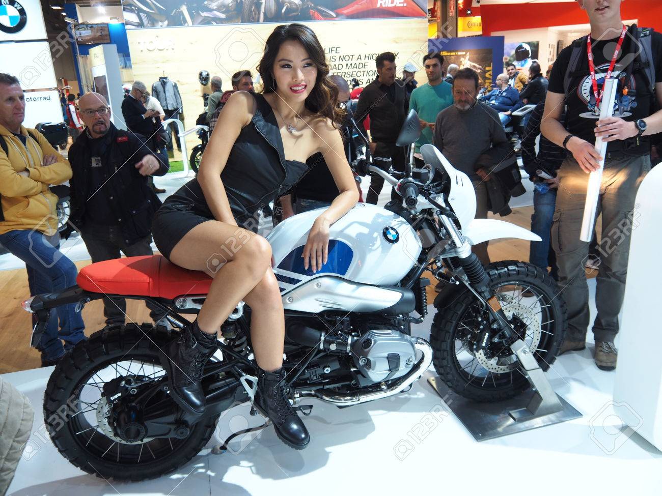 Milan Italy November 10 Asian Model Poses At Eicma International Stock Photo Picture And Royalty Free Image Image 83762882