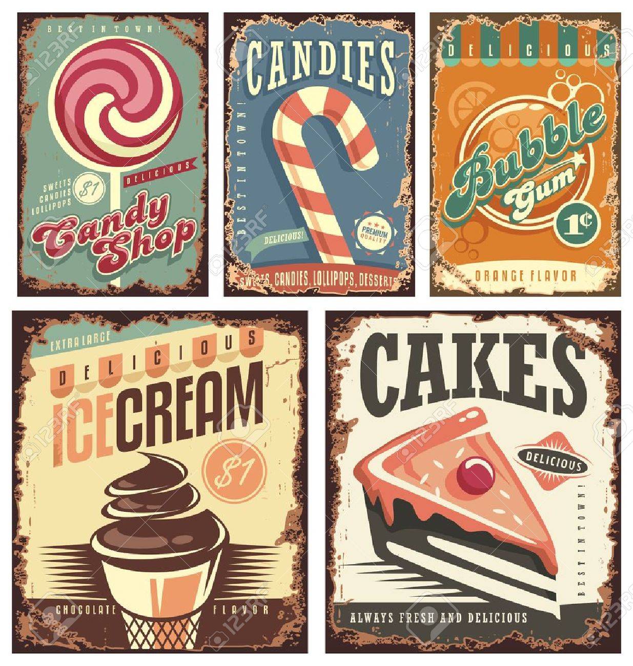 Vintage candy shop collection of tin signs - 53552533 Vintage candy shop collection of tin signs - 53552533