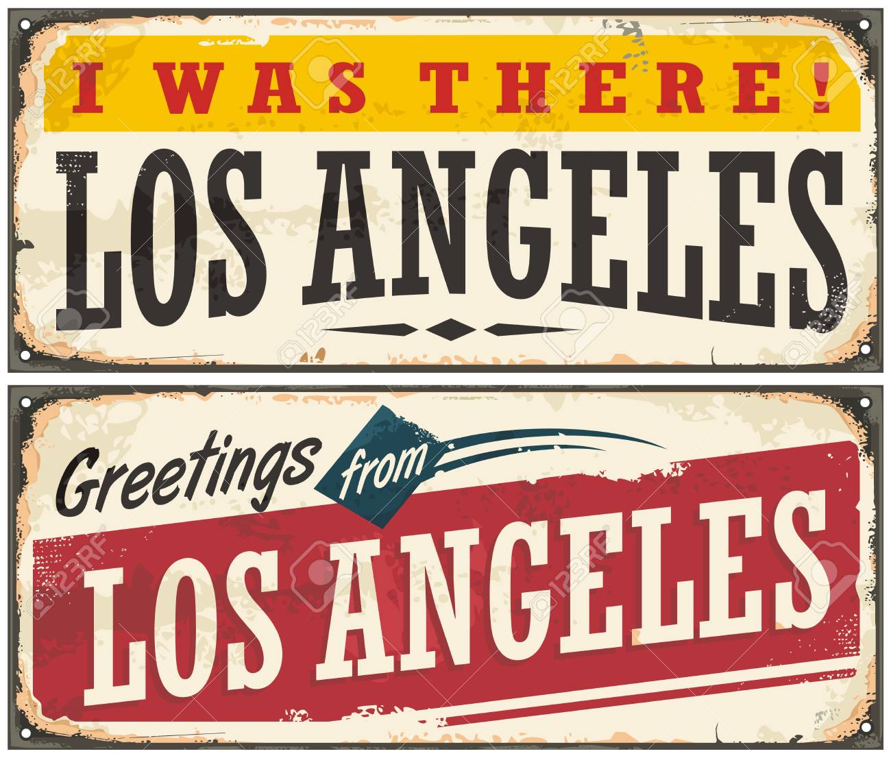 los angeles retro travel sign or postcard template royalty free