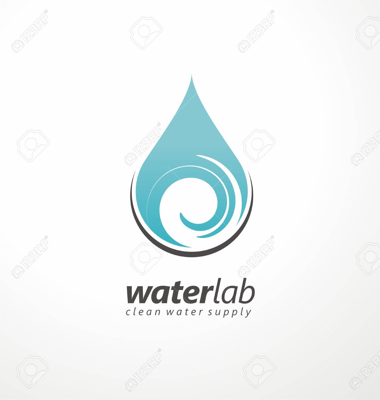 water supply logo design template with water drop and swirl design