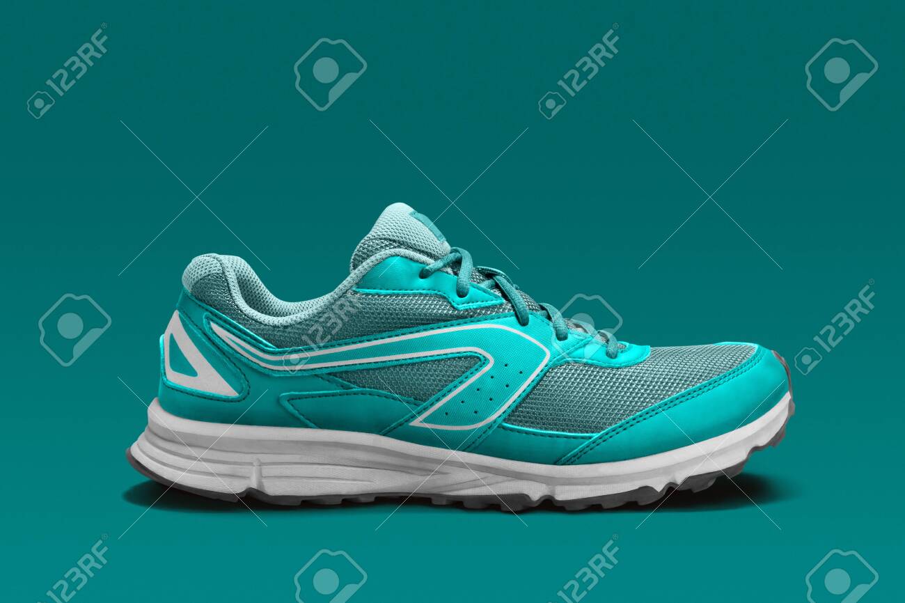 bright colored running shoes