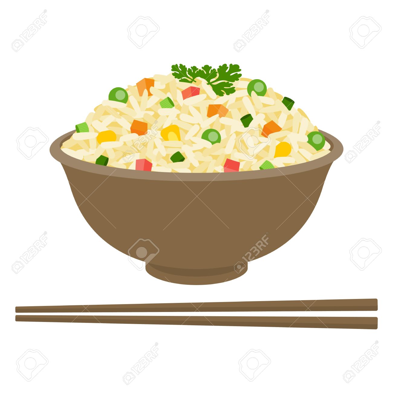 Fried Rice In Bowl With Chopsticks, Flat Design Royalty Free SVG, Cliparts,  Vectors, And Stock Illustration. Image 58460032.