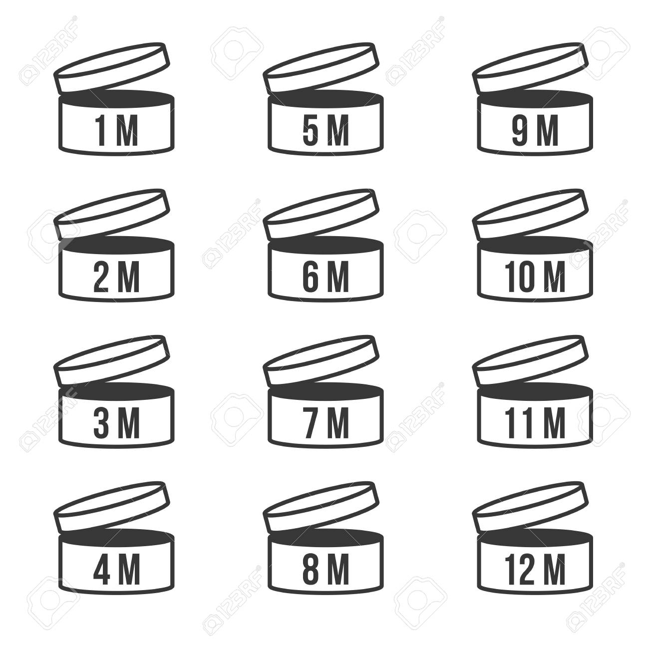 有効期限後開かれた製品 1 12 ヶ月 化粧品のラベルの賞味期限記号のアイコンのイラスト素材 ベクタ Image 7492