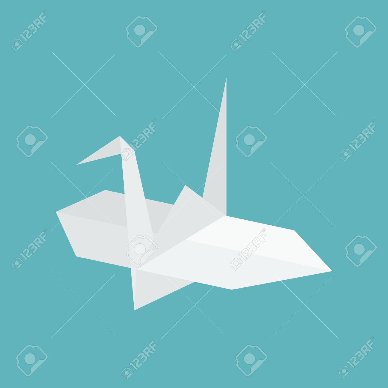 hanging origami paper cranes in flat design vector royalty free