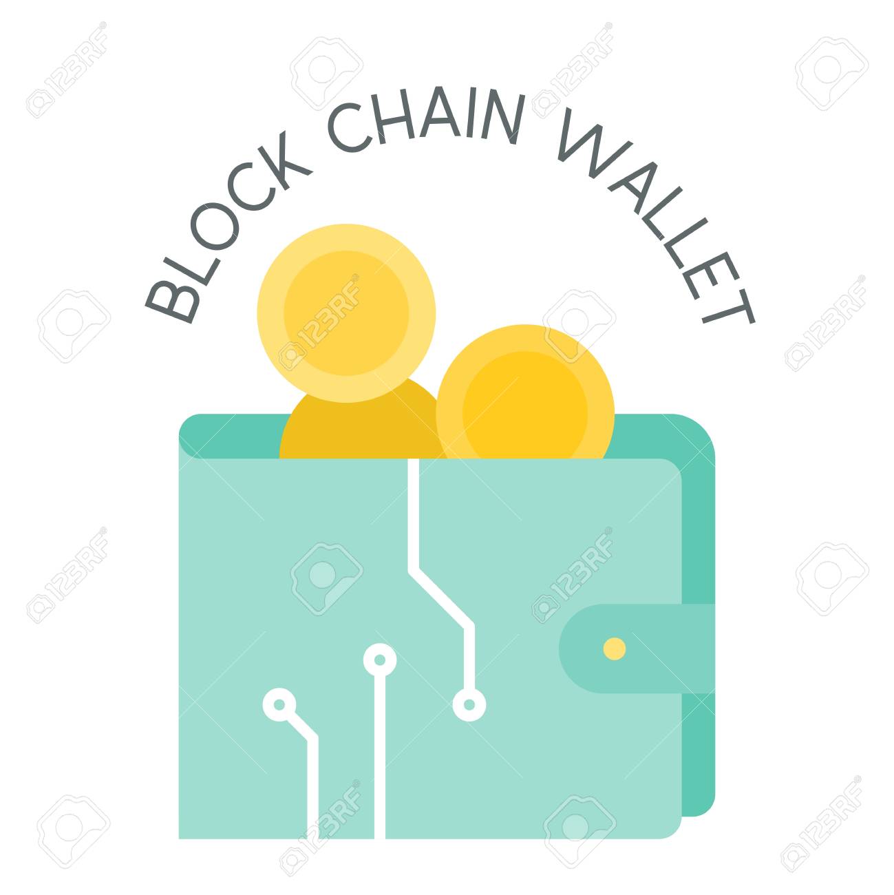 블록 체인 지갑, 암호 화폐 개념, 평면 아이콘 로열티 무료 사진, 그림, 이미지 그리고 스톡포토그래피. Image 97024705