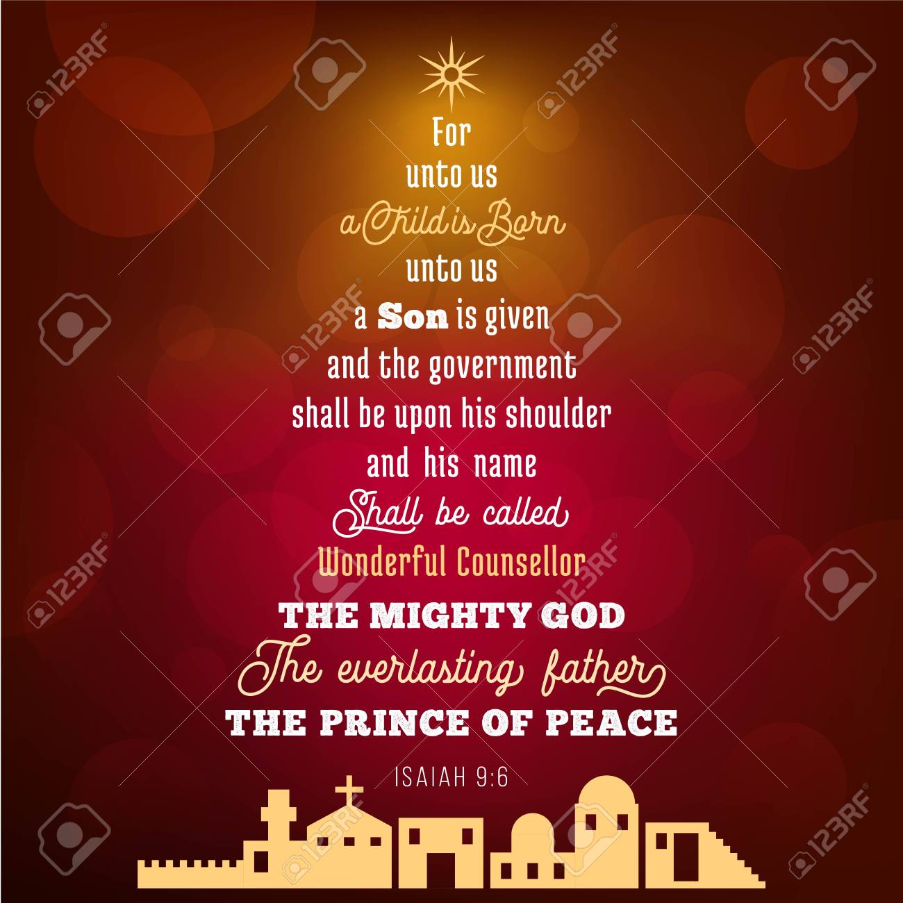 Bible Quotes About The Birth Of Jesus Bible Verse From Isaiah 9:6 About Jesus Christ , A Child Is Born, On Bokeh  Background In Christmas Theme, Vector Illustration Royalty Free Svg,  Cliparts, Vectors, And Stock Illustration. Image 109001990.