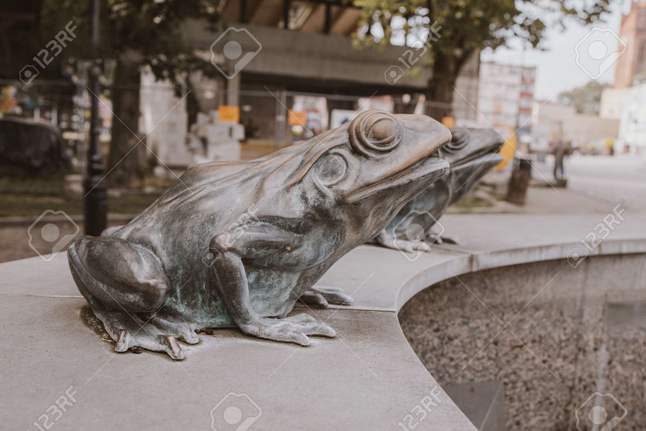 Beautiful Metal Frog From The Fountain In The City Of Lębork Stock Photo Picture And Royalty Free Image Image 150595946
